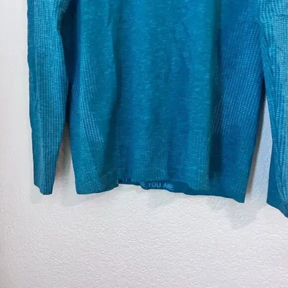Lululemon Men’s Tech Long Sleeve Men’s Shirt Large Teal Green Logo Lightweight - Picture 4 of 8